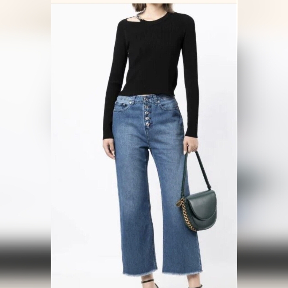 New Michael Kors Jeans Women's Selma Button-Fly Cropped flare Jeans size 16